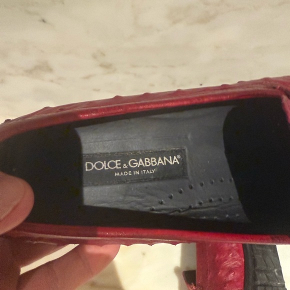 Dolce & Gabbana Men\'s Red Ostrich Leather Driver Loafers Sz 10 main image 5